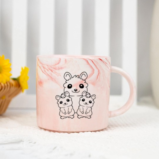Hamster family 2 kids Marble Mugs