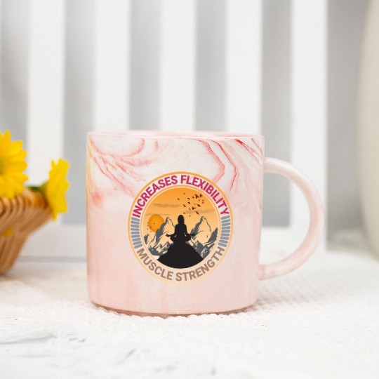 yoga on mountain Marble Mugs