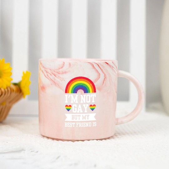 I'm Not Gay But My Friends Is Funny Rainbow Pride Marble Mugs