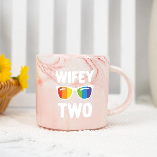 Wife Two Funny Lgbt Lesbian Couple LGBT Pride Gay Marble Mugs