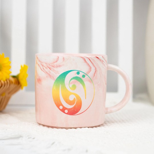 Ying Yang Bass Guitar Player Marble Mugs