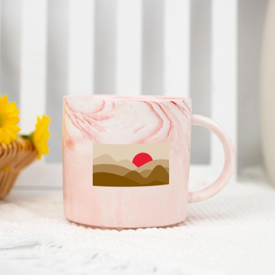 Minimalist Sun Copper Brown Marble Mugs
