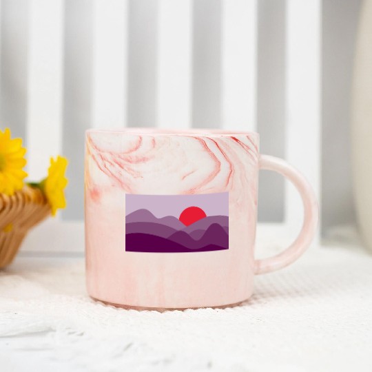 Minimalist Sun Dark Orchid Purple Marble Mugs