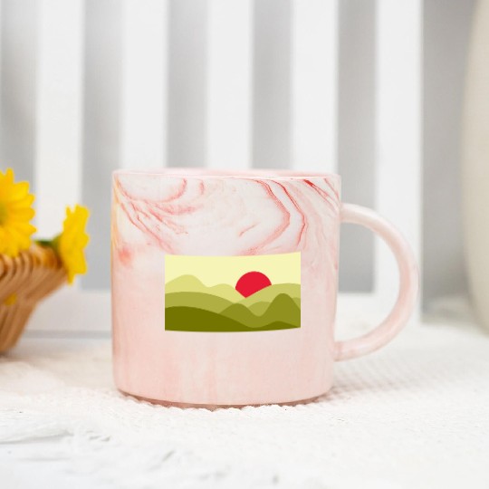 Minimalist Sun Lime Green Marble Mugs
