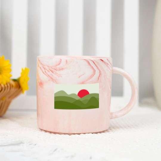 Minimalist Sun Pickle Green Marble Mugs