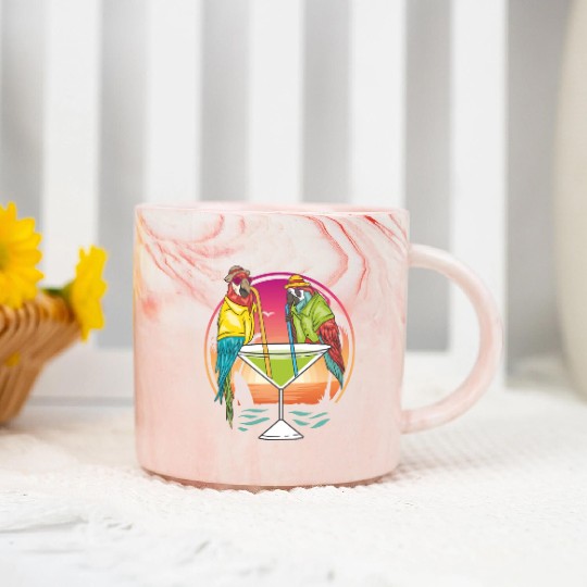 Parrots Drinking Margarita Hawaiian Birds Gift Marble Mugs