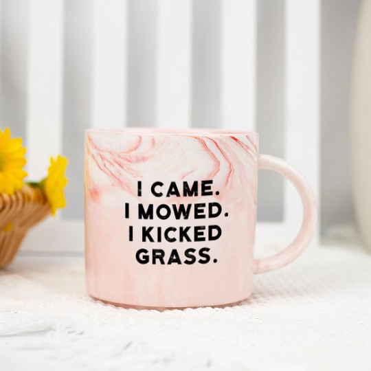 I came I mowed I kicked grass - lawnmower Marble Mugs