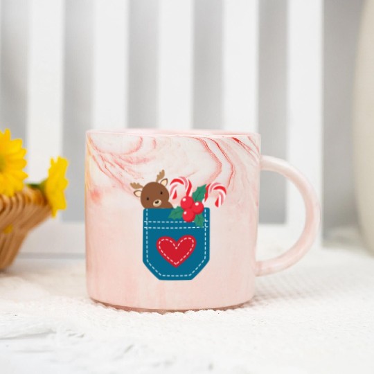 Christmas moose peppermint pocket Marble Mugs