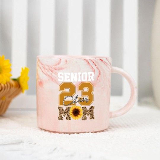 Cheer Mom Senior Class Of 2023 Sunflower Proud Mom Marble Mugs