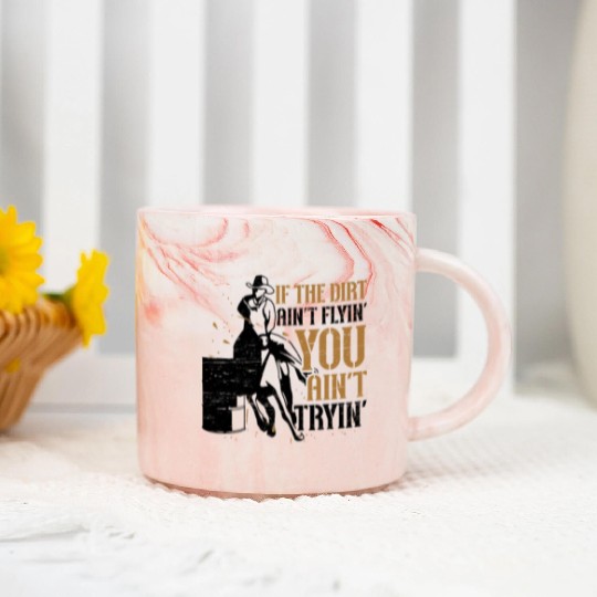 Barrel Racing Dirt Rodeo Equestrian Horse Barrel Marble Mugs