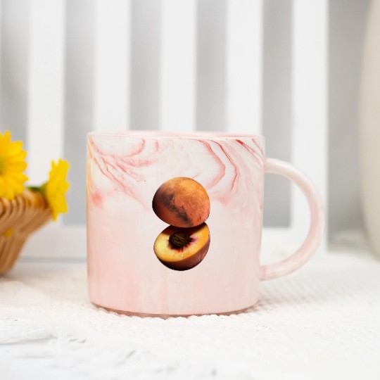 Funny Peach Mars Planet Marble Mugs