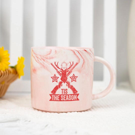 Tis The Season Retro Dear Hunting Marble Mugs