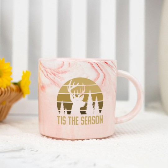 Tis The Season Vintage Dear Hunting Marble Mugs
