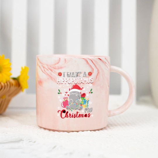 I Want A Hippopotamus For Christmas Xmas Hippo Paj Marble Mugs