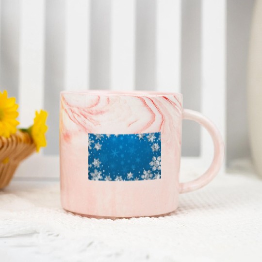 Winter Snowflakes Navy Blue Pattern Marble Mugs