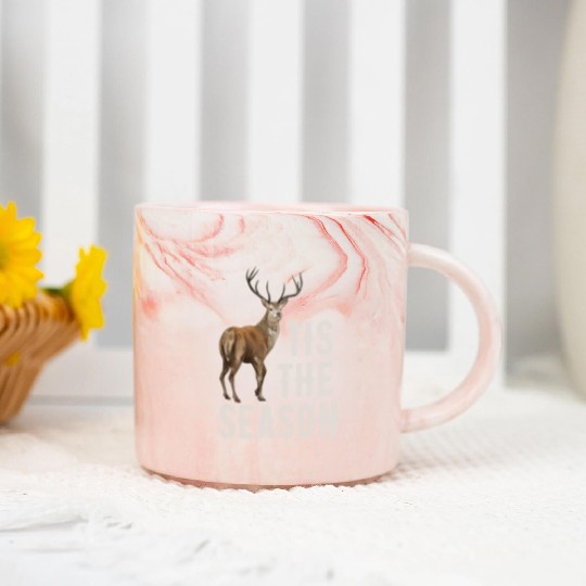 Tis The Season Retro Dear Hunting Marble Mugs