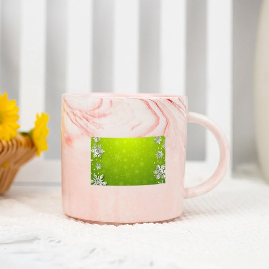 Winter Snowflakes Green Pattern Marble Mugs