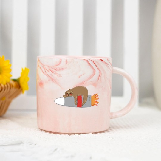 A Sloth sleeping on a rocket Marble Mugs