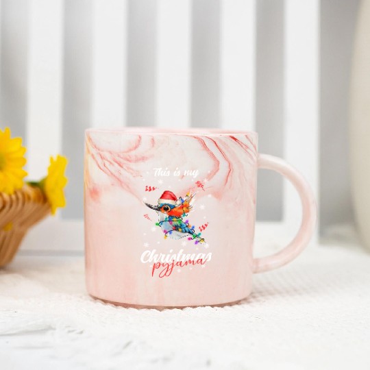 Winter Christmas Pyjama Hummingbird Marble Mugs