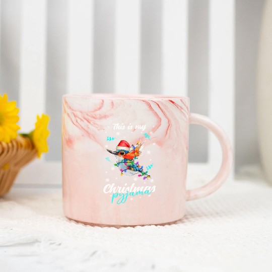 Winter Christmas Pyjama Hummingbird Marble Mugs
