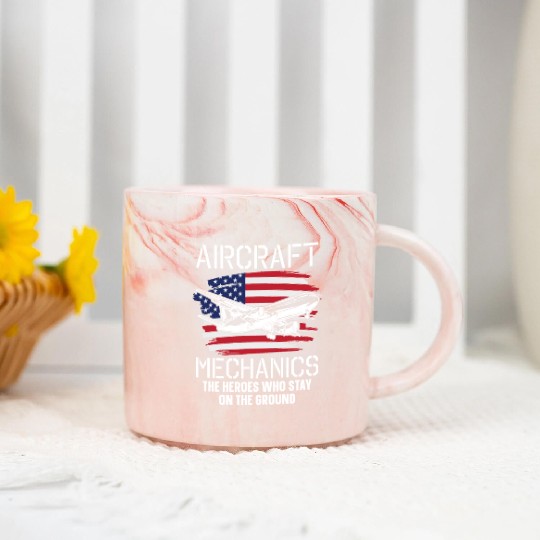 Aircraft Mechanic Us Flag Marble Mugs