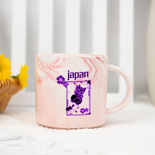 Japan Neon lucky Cat Marble Mugs