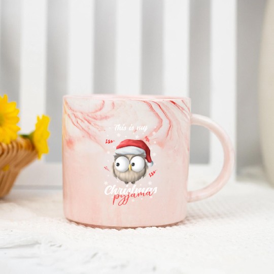 Winter Christmas Pyjama Owl Marble Mugs