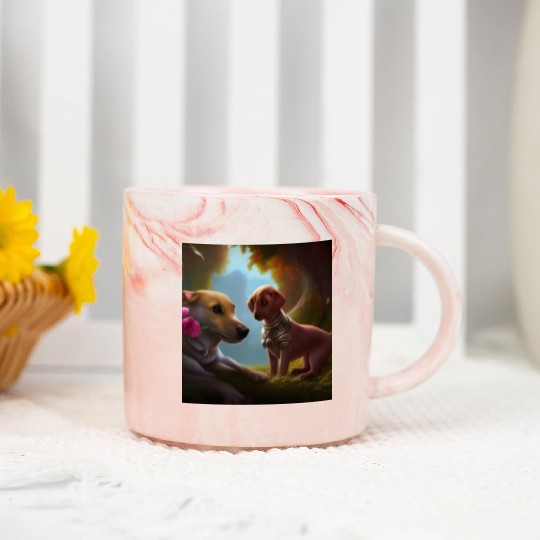 Puppy Love Cute Puppies with A Little Steampunk Marble Mugs