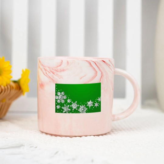 Christmas Snowflakes Green Winter Marble Mugs