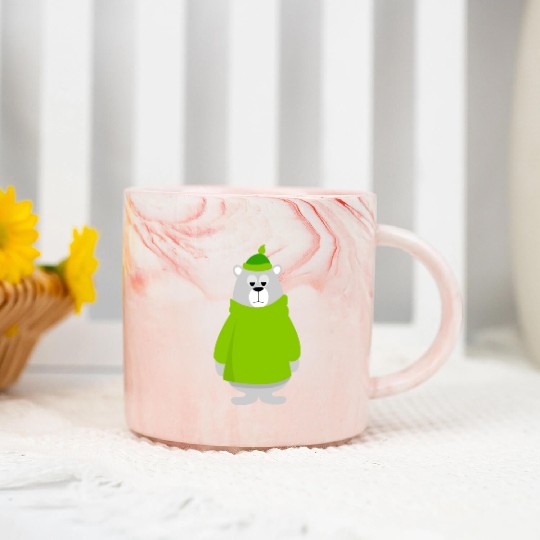 Green teddy bear lover Marble Mugs