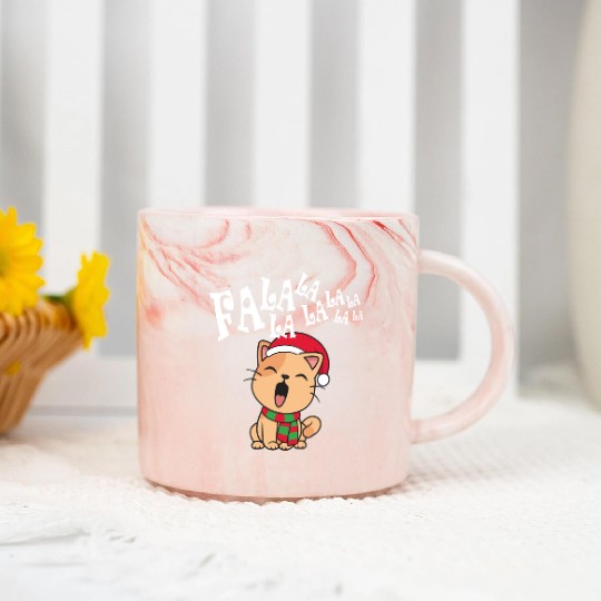 Cute Christmas Cat Singing Fa la la la Song Marble Mugs