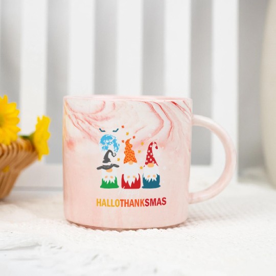Happy Hallothanksmas Gnomes Lover Halloween Marble Mugs