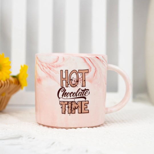 Cute winter quotes - hot chocolate time Marble Mugs