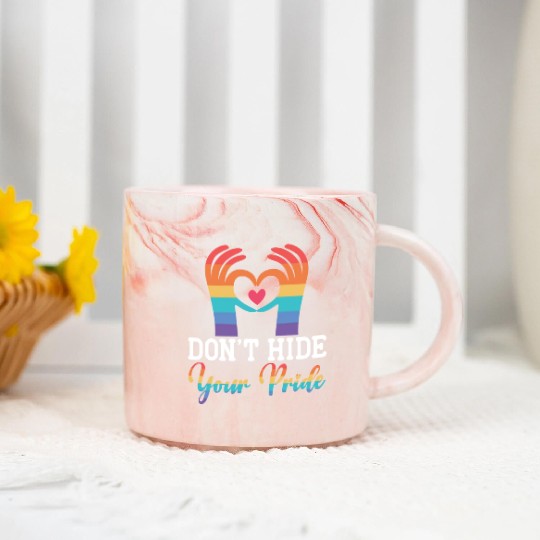 Don't Hide Your Pride Month Gay Rights LGBTQ Marble Mugs