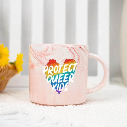 Protect The Queer Kids Rainbow Pride Month Marble Mugs