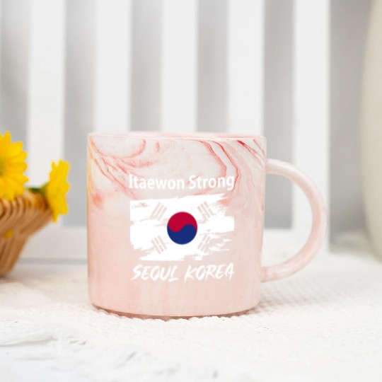 Pray For Korea Itaewon Strong Horror Halloween Marble Mugs