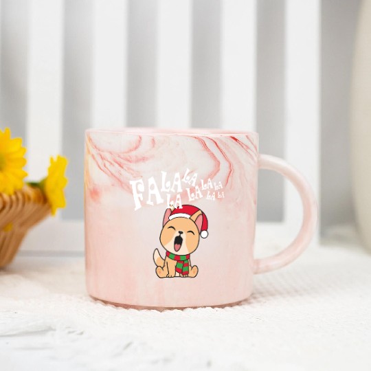 Cute Christmas Dog Singing Fa la la la Song Marble Mugs