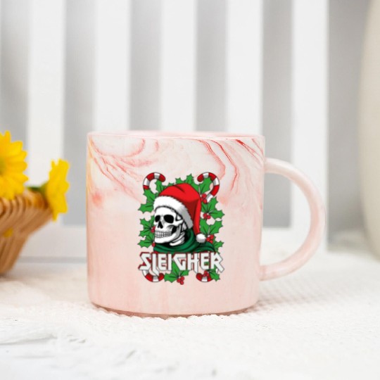 Sleigher Heavy Metal Santa Marble Mugs