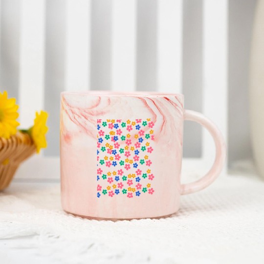 Retro 70s daisy flowers in orange & lilac Marble Mugs