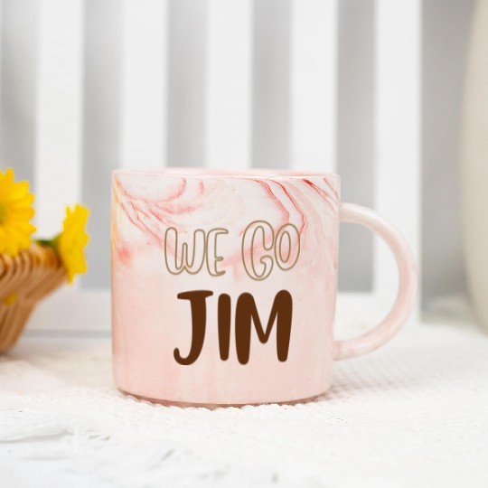 we go Jim, gym funny with brown text Marble Mugs