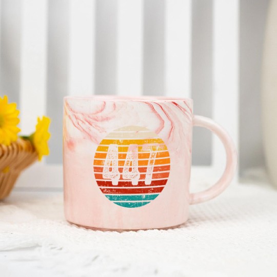 Distressed Vintage Sunset 447 Area Code Marble Mugs
