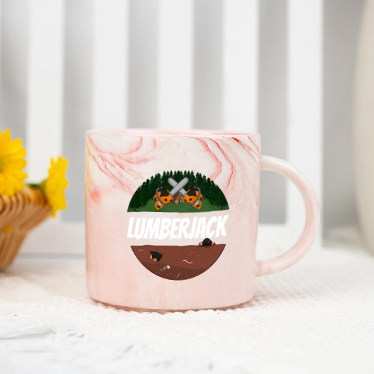 Lumberjack Chainsaw Marble Mugs