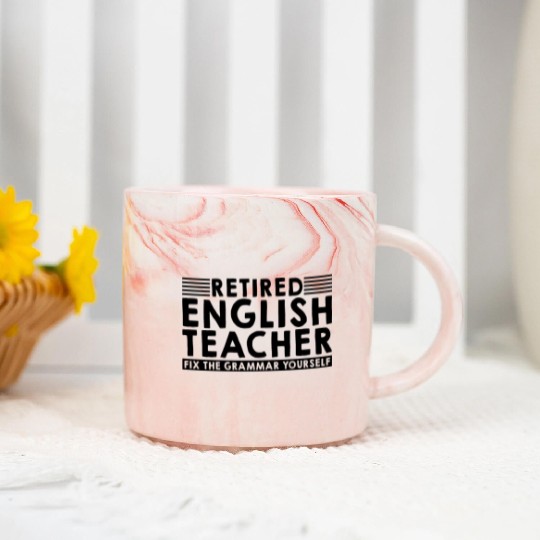 Retired English Teacher, Fix The Grammar Yourself3 Marble Mugs