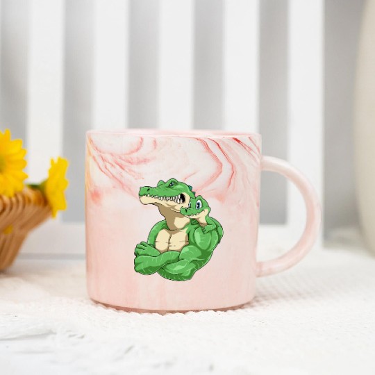 Strong Crocodile with Crocodile Kid for a Marble Mugs