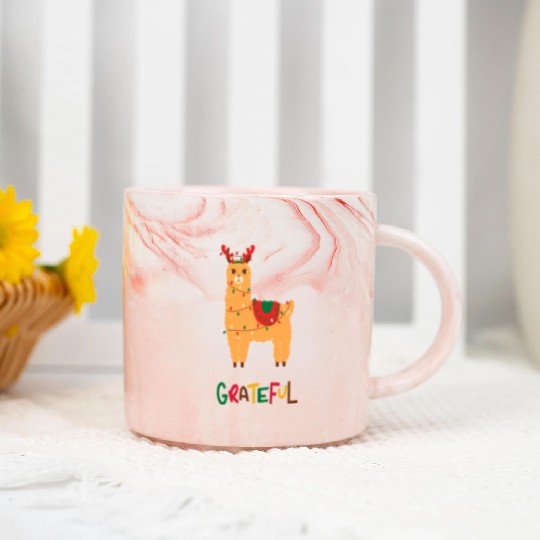 Fa La La La LLama - Grateful ! Marble Mugs