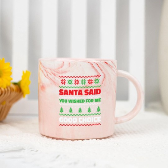 Santa Christmas Wish Holiday Present Pick Up Lines Marble Mugs