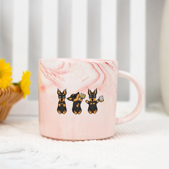 Miniature Pinscher Beer Lover Marble Mugs