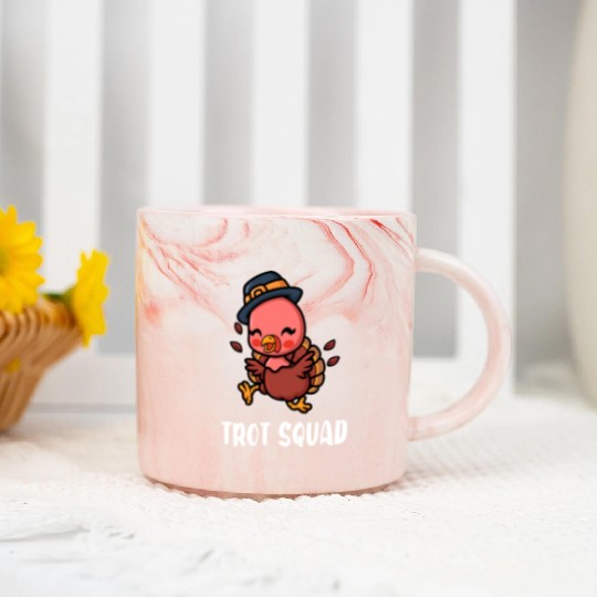 Thanksgiving Running Turkey Trot Squad Marble Mugs