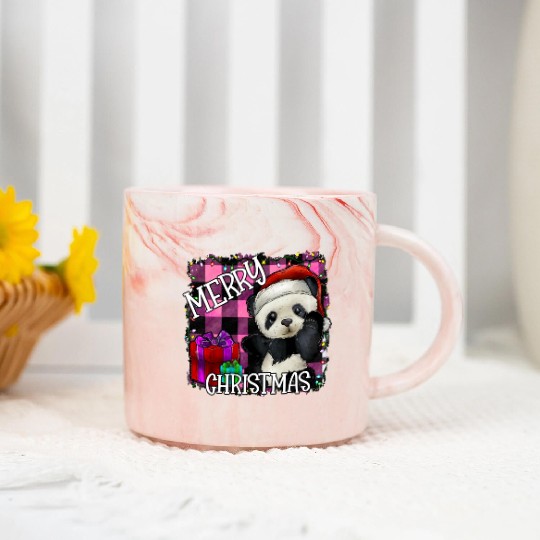 merry Christmas panda Marble Mugs