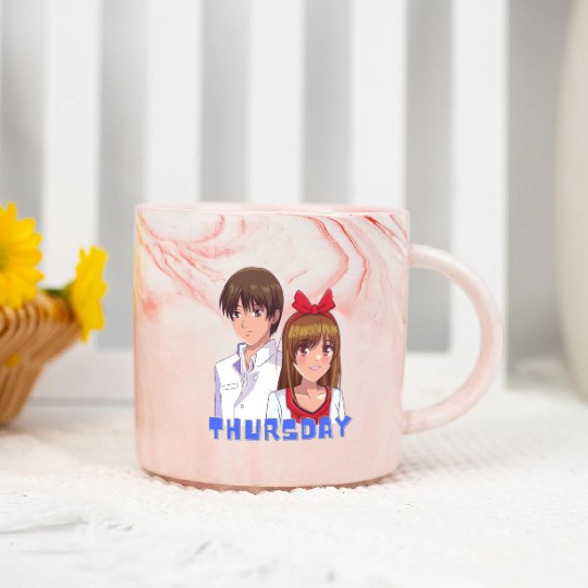 Anime Boy and Girl Day of The Week Thursday Marble Mugs